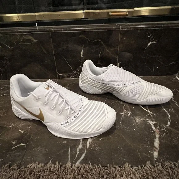 Nike Ballestra 2 Mens Size 14 White Gold Fencing Training Shoes AQ3533-107 New
